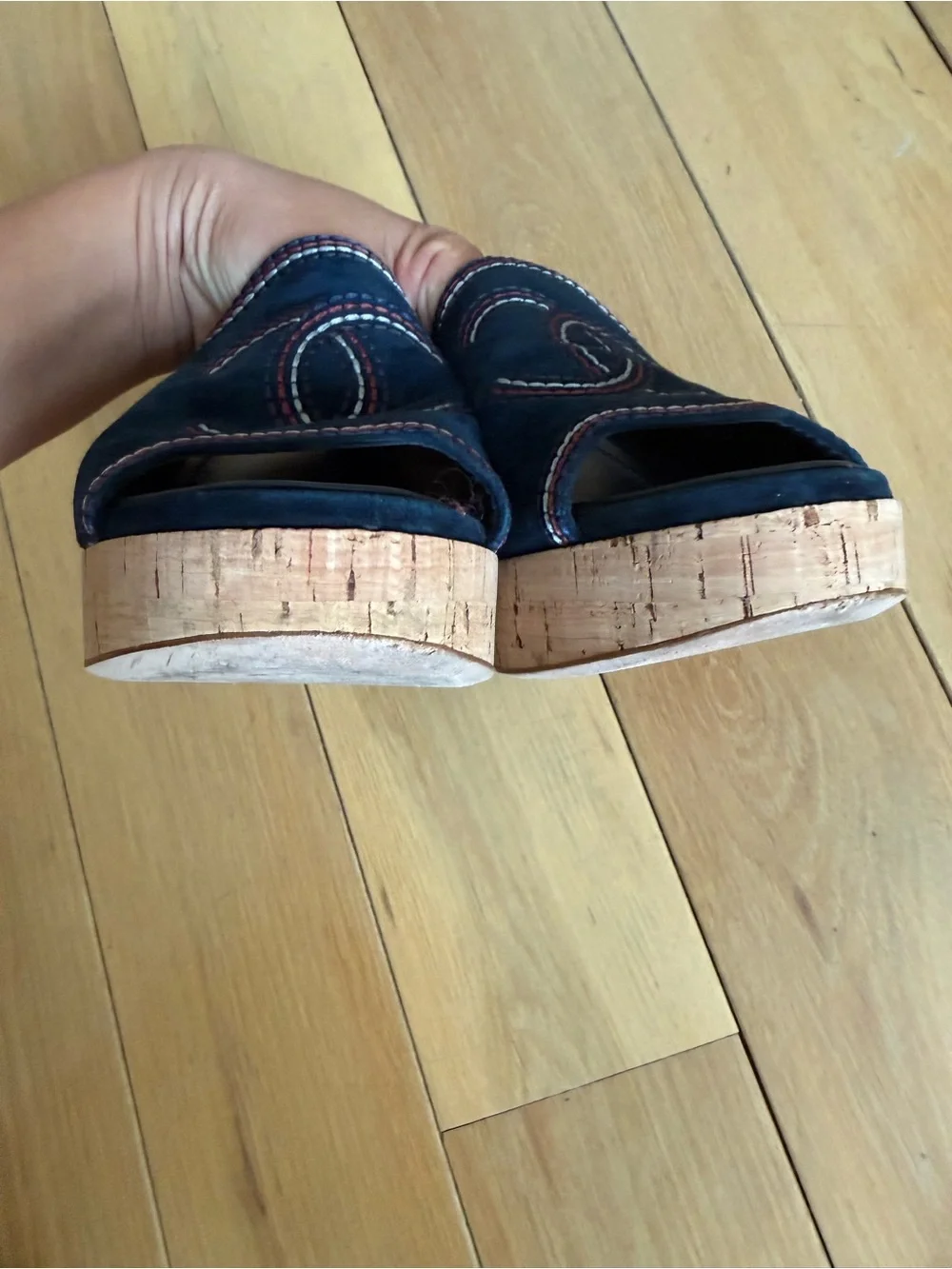 CHANEL suede slide
